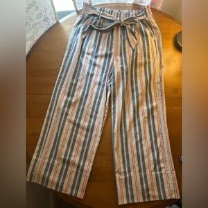 Knox Rose Women’s Linen Blend Wide Leg Pull on Cropped Paper bag Pants